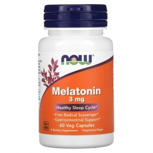 Мелатонин, Melatonin, Now Foods, 3 мг, 60 вегетарианских капсул