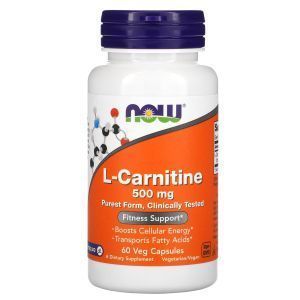 L-карнитин, L-Carnitine, Now Foods, 500 мг, 60 вегетарианских капсул
