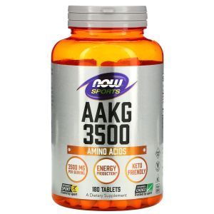 AAKG (L-аргинин-альфа-кетоглутарат), AAKG 3500, Now Foods, Sports, 180 таблеток 
