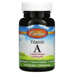Витамин А, Vitamin A, Carlson Labs, 15000 МЕ, 240 гелевых капсул