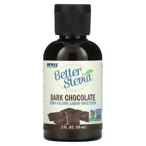 Стевия, Better Stevia, Now Foods, жидкий подсластитель с нулевой калорийностью, вкус черного шоколада, 59 мл
