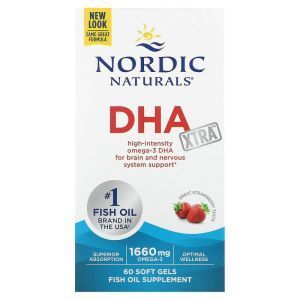 Рыбий жир экстра, DHA Xtra, Nordic Naturals, клубника, 1000 мг, 60 капсул (Default)