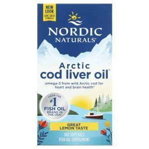 Рыбий жир из печени трески, Cod Liver Oil, Nordic Naturals, лимон, арктический, 1000 мг, 180 капсул (Default)