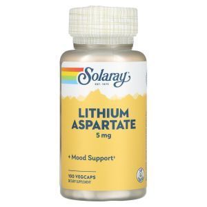 Литий, Lithium Aspartate, Solaray, 5 мг, 100 капс.