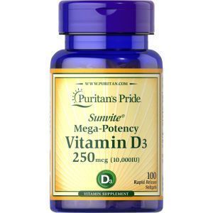 Vitamina D3, Puritan's Pride, Vitamina D3, 10.000 UI, 100 capsule