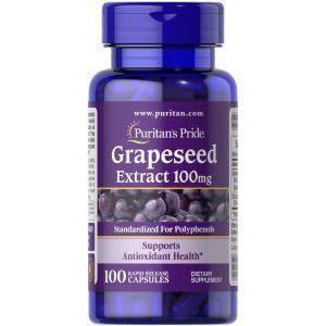 Экстракт виноградной косточки, Grapeseed Extract, Puritan's Pride, 100 мг, 100 капсул