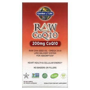 Коэнзим Q-10, Raw CoQ-10, Garden of Life, 200 мг, 60 капсул
