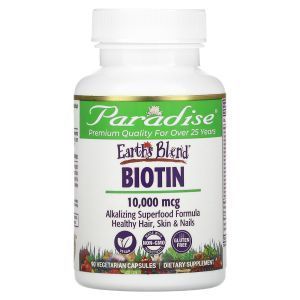 Биотин, Biotin, Paradise Herbs, 10000 мкг, 90 вегетарианских капсул