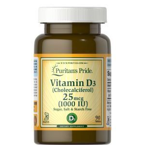  Витамин Д3, Vitamin D3, Puritan's Pride, 25 мкг (1000 МЕ), 90 таблеток