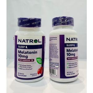 Мелатонин быстрого высвобождения (вкус клубники), Natrol, 10 мг, 60 таблеток