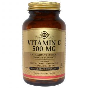 Витамин С, ( Vitamin C ), Solgar, 500 мг, 100 капсул