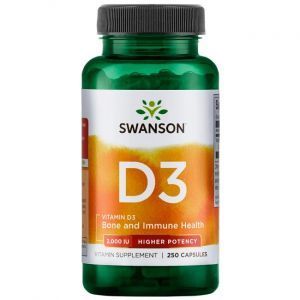 Витамин Д3, Vitamin D3, Swanson, высокоэффективный, 2000 МЕ (50 мкг), 250 капсул