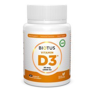Витамин Д3, Vitamin D3, Biotus, 2000 МЕ, 120 капсул