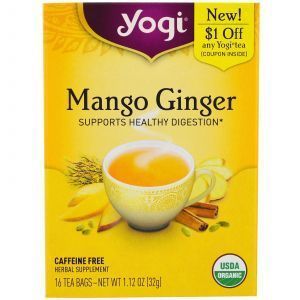 Чай с манго и имбирем, Mango Ginger, Yogi Tea, без кофеина, 16 пакетиков, 32 г